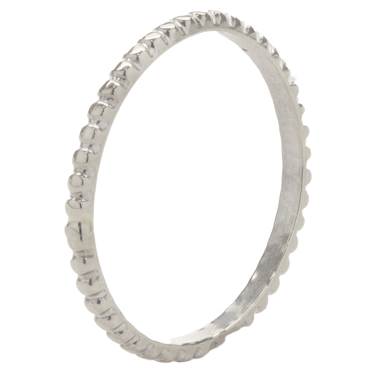 14 Karat White Gold Beaded Band