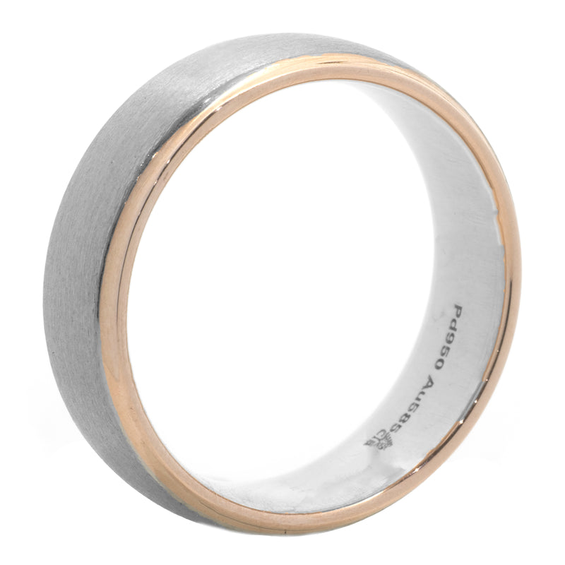 Palladium and 18 Karat White and Rose Gold 6MM Band
