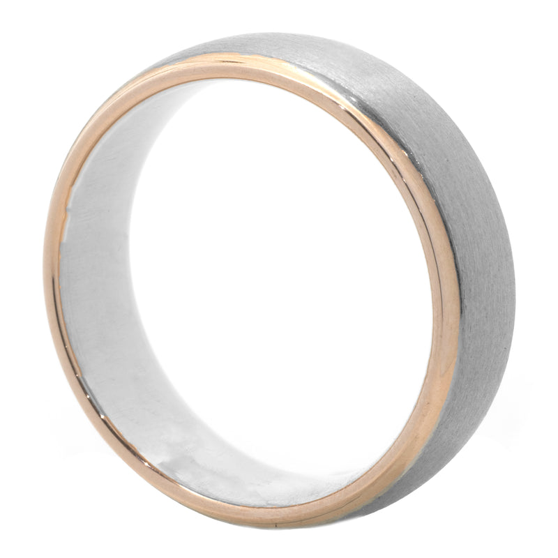 Palladium and 18 Karat White and Rose Gold 6MM Band
