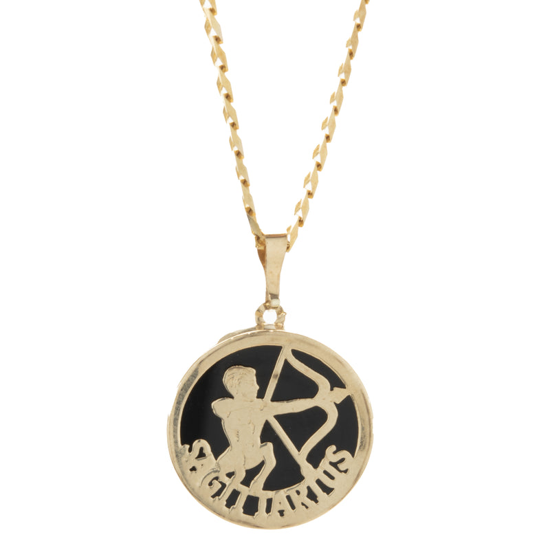 Gold Stainless Steel Sagittarius Zodiac Pendant Necklace