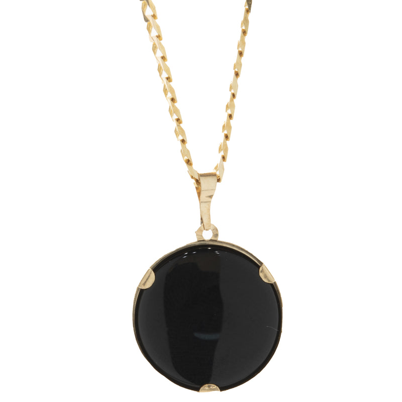 14 Karat Yellow Gold Black Onyx Sagittarius Necklace
