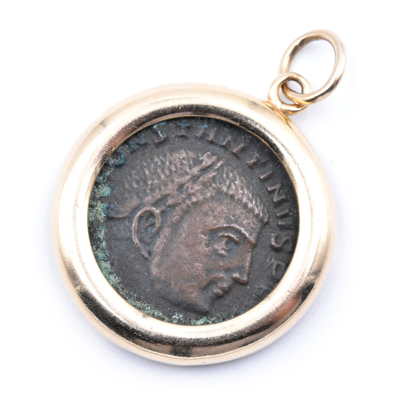14 Karat Yellow Gold Roman Coin Pendant