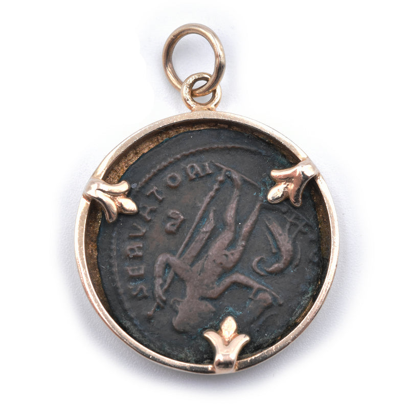 14 Karat Yellow Gold Roman Coin Pendant