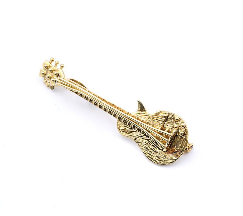 18 Karat Yellow Gold Guitar Pin / Pendant