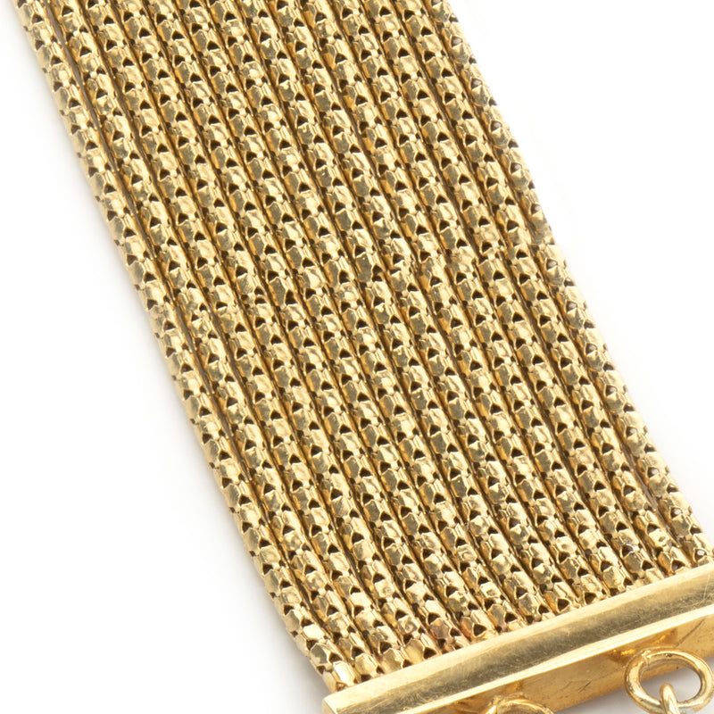 14 Karat Yellow and White Gold Mesh Oval Link Bracelet