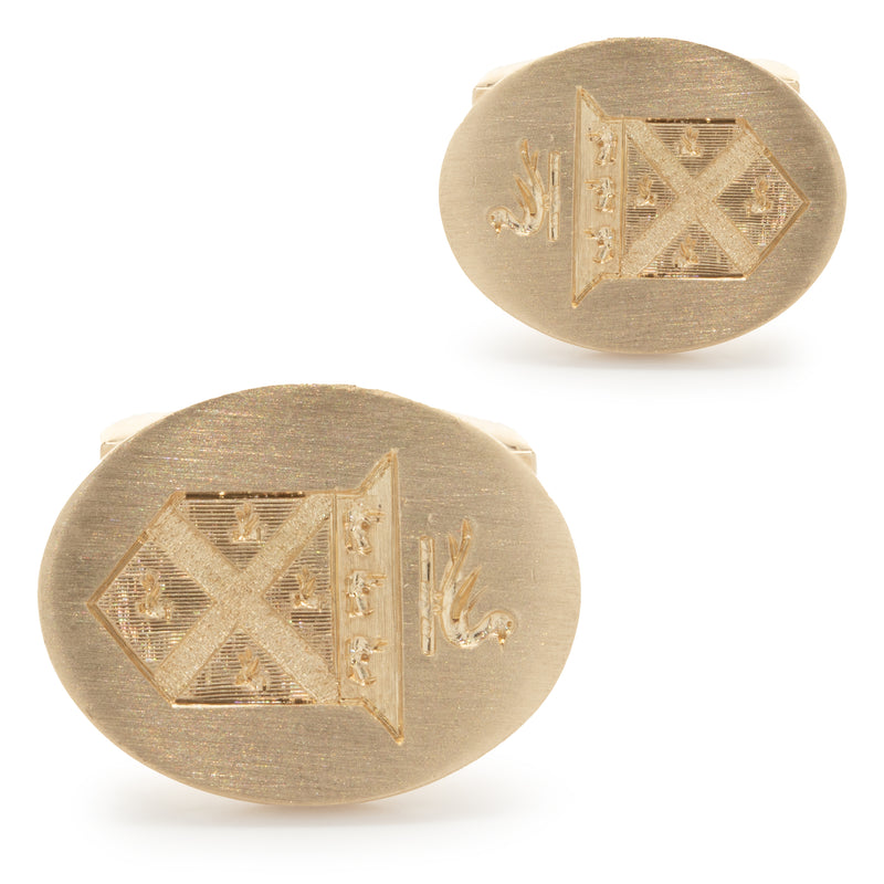 14 Karat Yellow Gold Crest Cufflinks