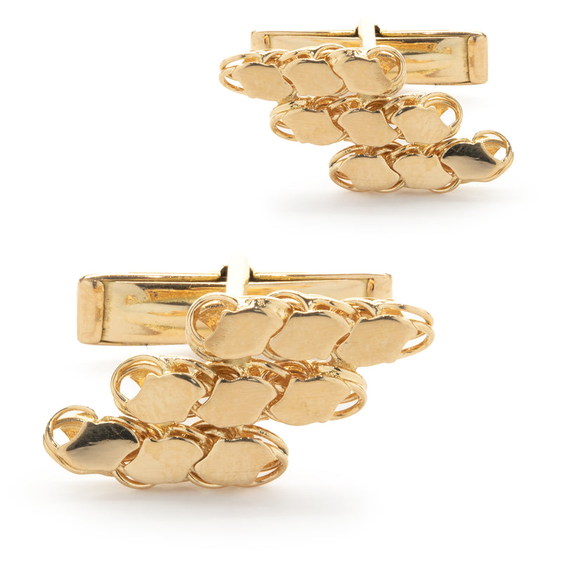 18 Karat Yellow Gold Custom Link Nugget Style Cufflinks