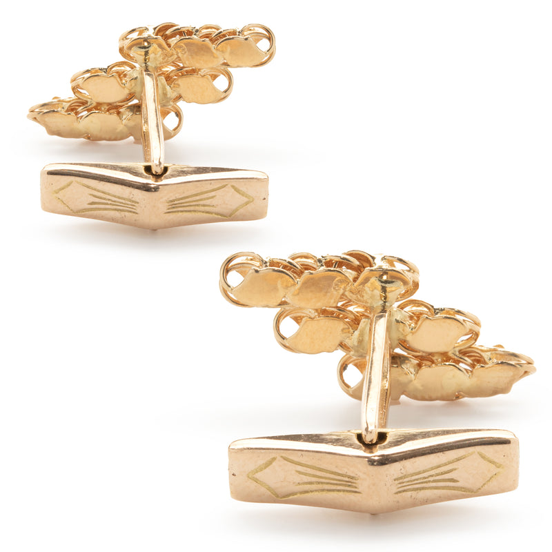 18 Karat Yellow Gold Custom Link Nugget Style Cufflinks