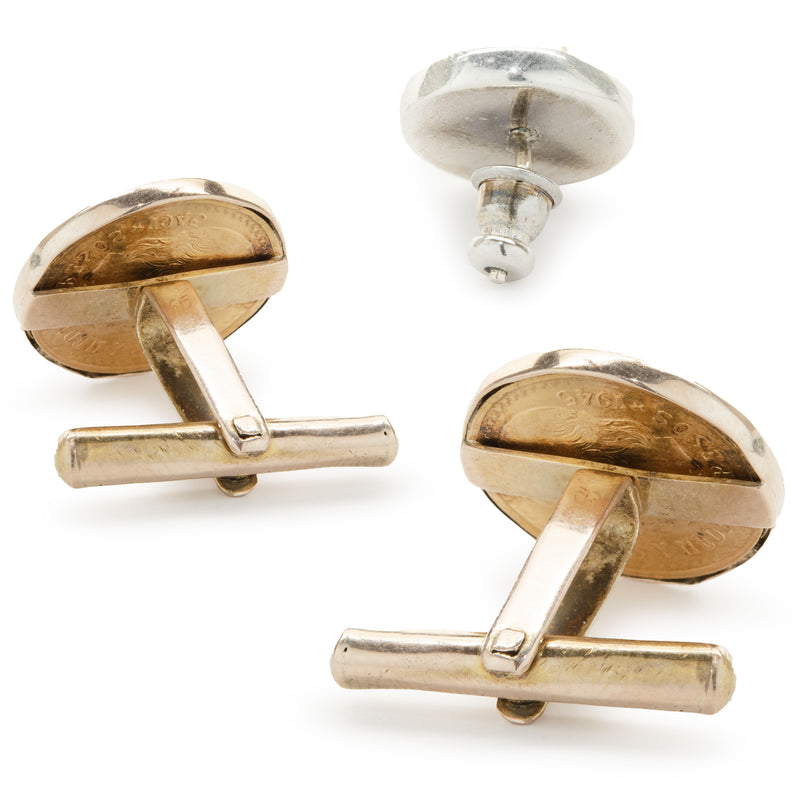 Mexican Peso Cufflinks and Tie Tac Set