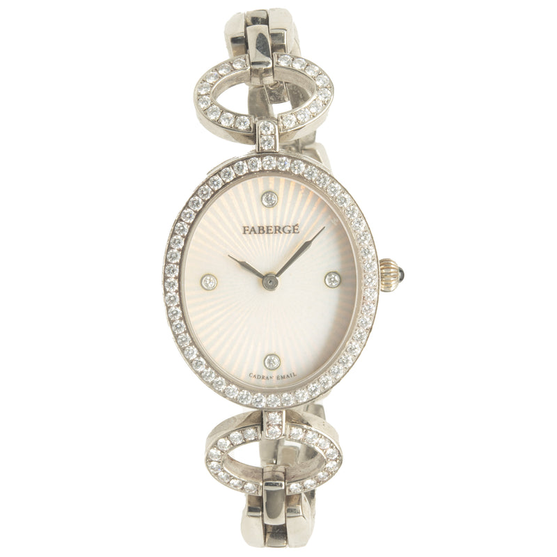 Faberge 18 Karat White Gold Diamond and Mother of Pearl Anastasia Dress