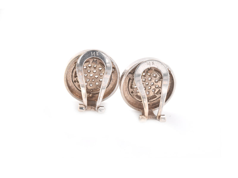 Bulgari 14k White Gold Pave Diamond Earrings