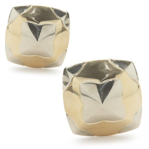 Bulgari 18 Karat Yellow & White Gold Pyramid Earrings