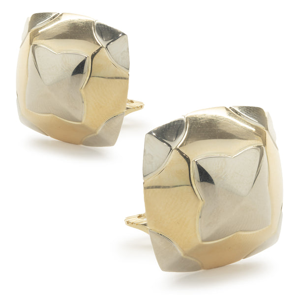 Bulgari 18 Karat Yellow & White Gold Pyramid Earrings