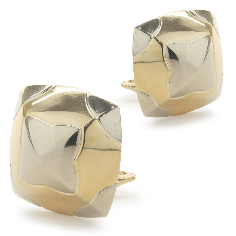 Bulgari 18 Karat Yellow & White Gold Pyramid Earrings
