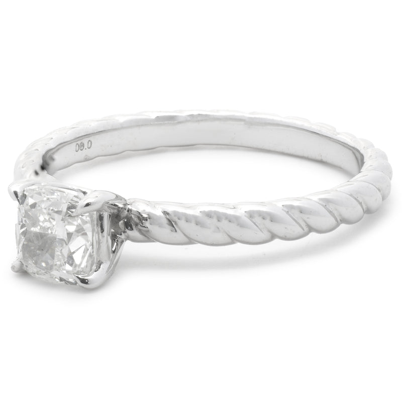 David Yurman Sterling Silver Cushion Cut Diamond Cable Solitaire Engagement Ring