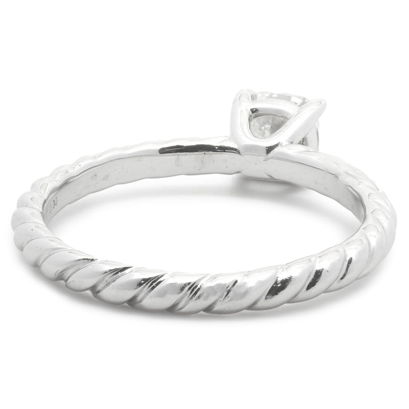 David Yurman Sterling Silver Cushion Cut Diamond Cable Solitaire Engagement Ring