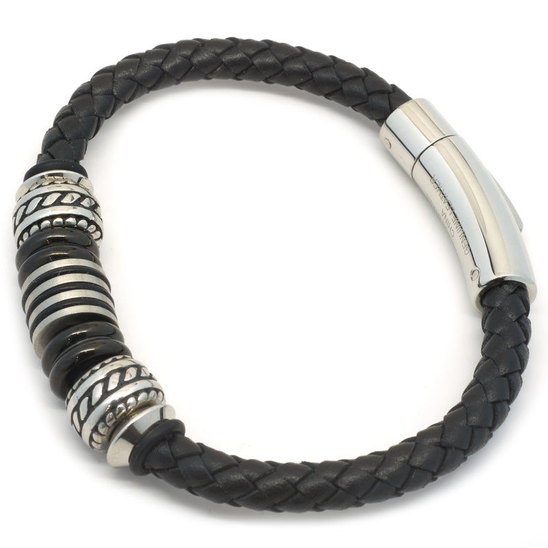Leather Bracelet with Sterling Silver Stations