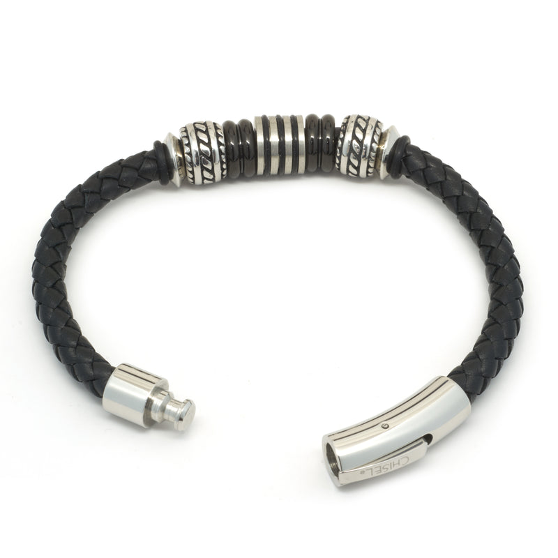 Leather Bracelet with Sterling Silver Stations