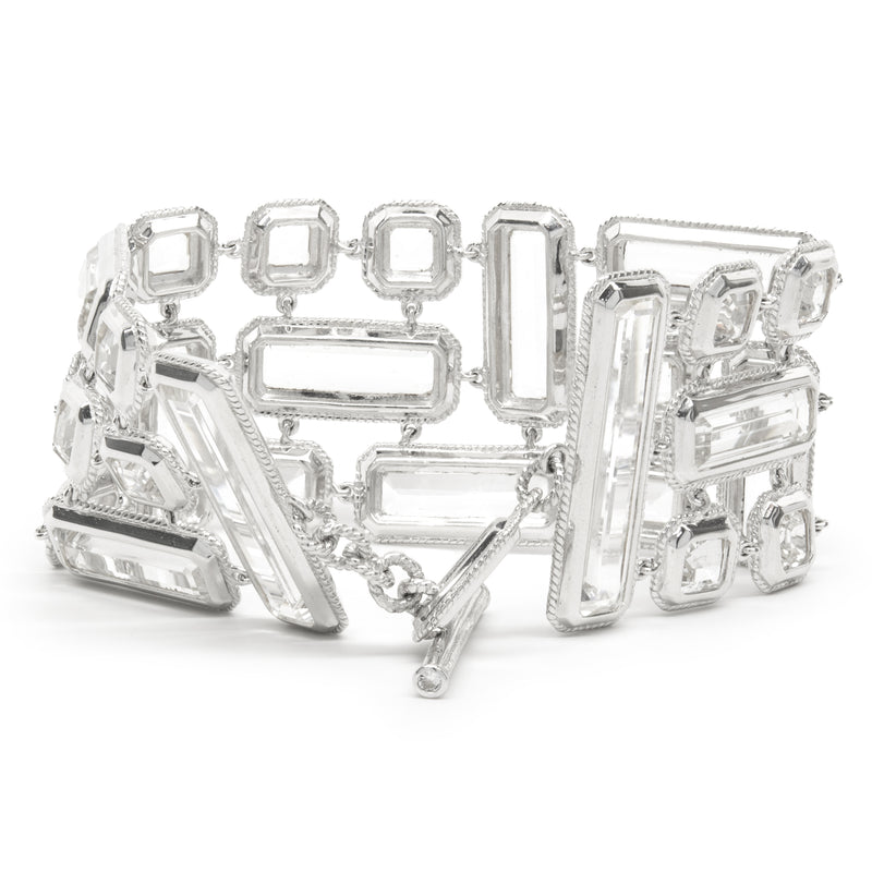 Sterling Silver Wide Crystal Bracelet