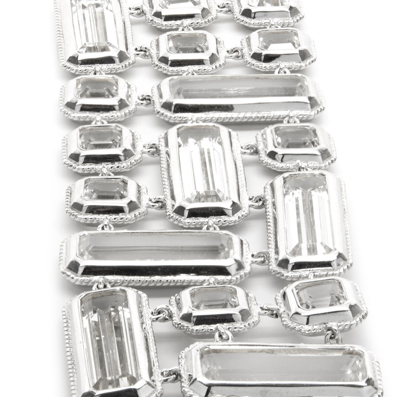 Sterling Silver Wide Crystal Bracelet