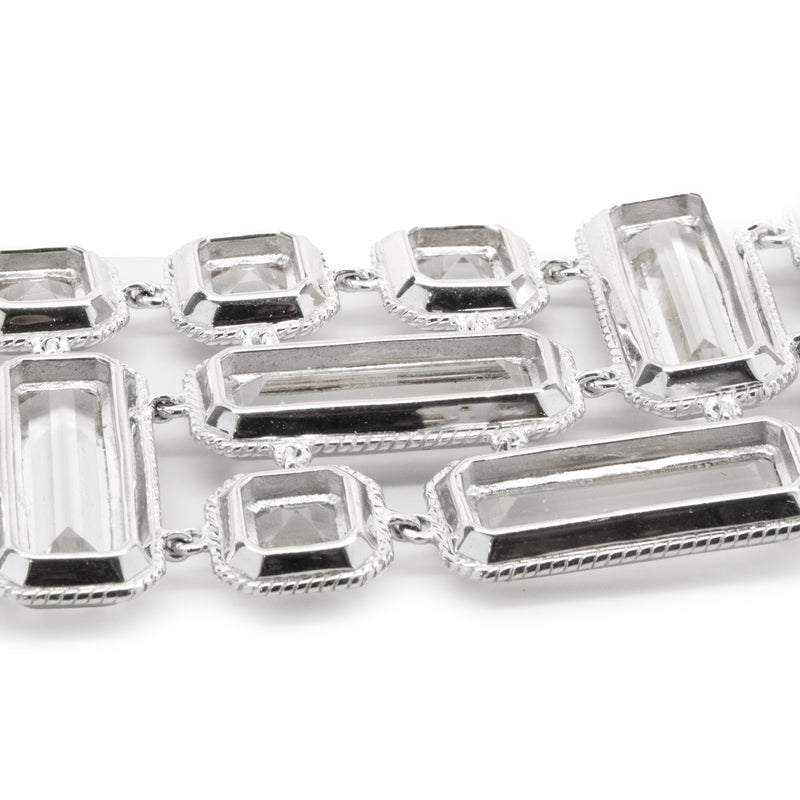 Sterling Silver Wide Crystal Bracelet