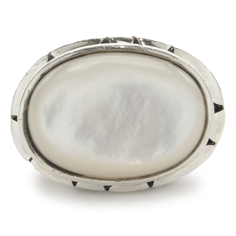 Sterling Silver Mabe Pearl Dot Ring