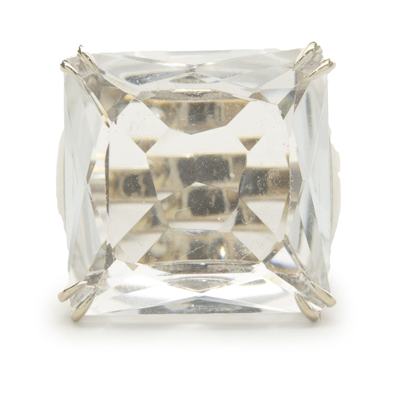 Sterling Silver Princess Cut Crystal Ring