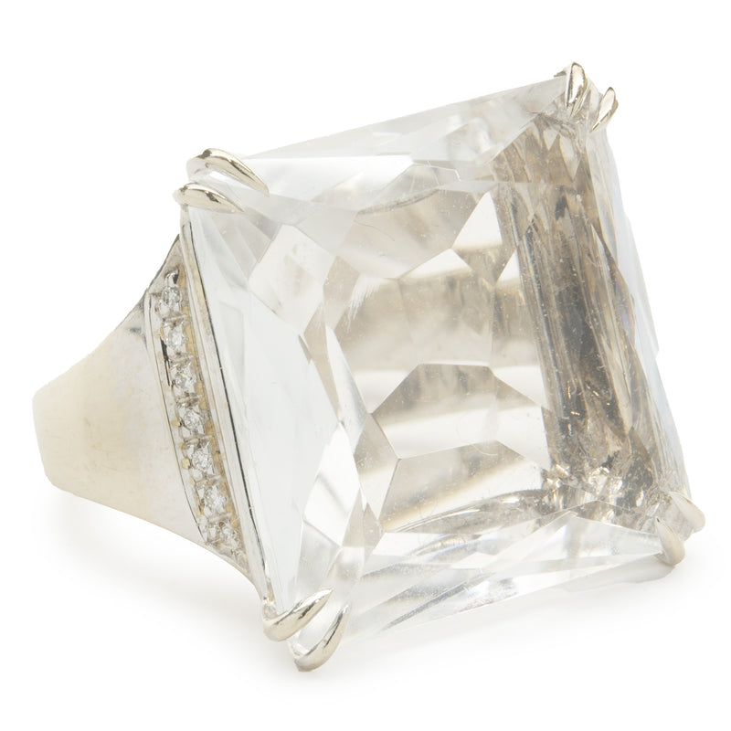 Sterling Silver Princess Cut Crystal Ring