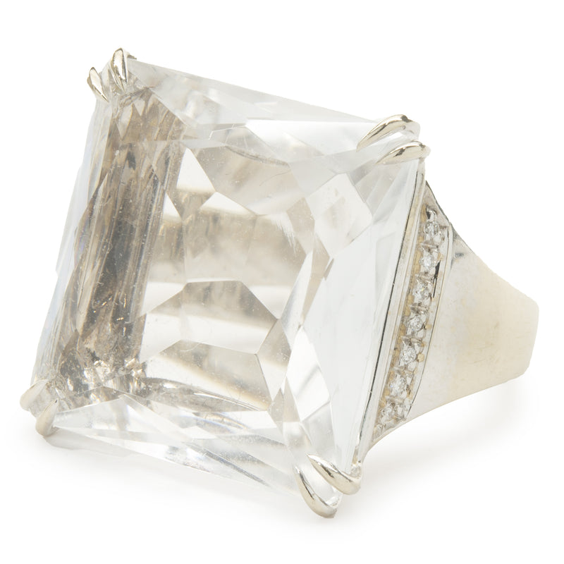 Sterling Silver Princess Cut Crystal Ring