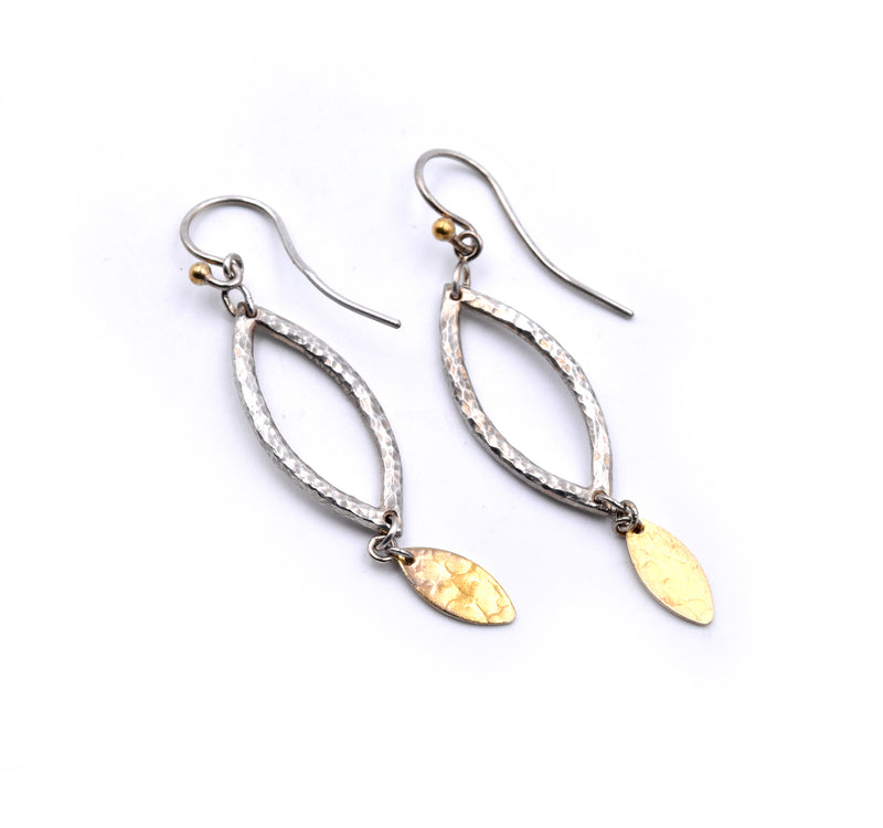 Sterling Silver and 18k Yellow Gold Dangle Earrings