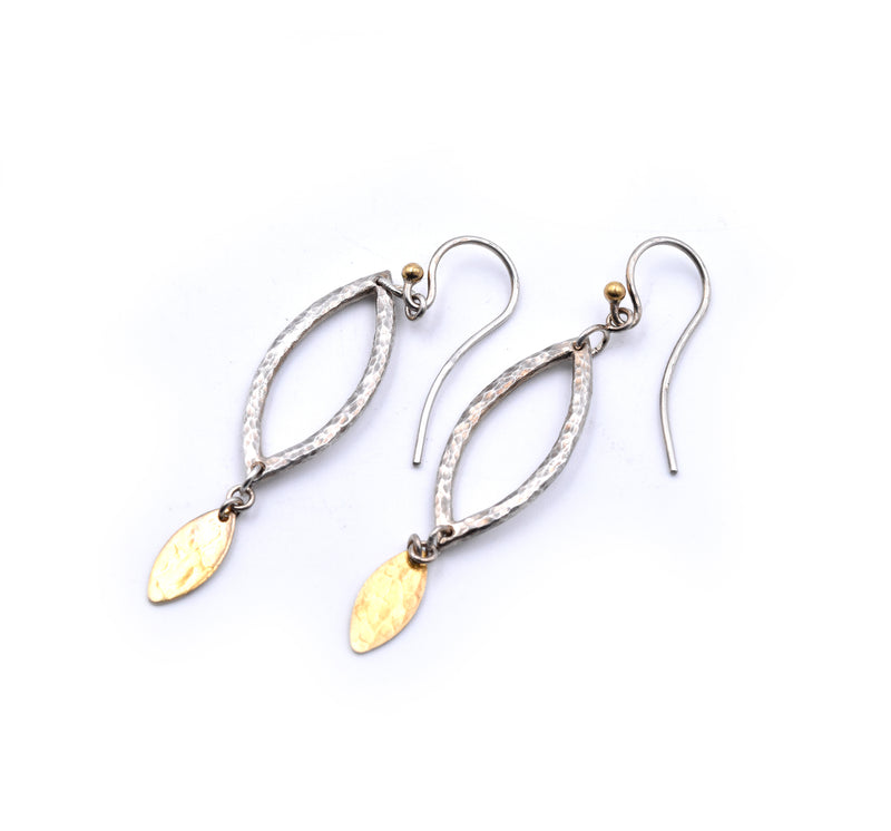 Sterling Silver and 18k Yellow Gold Dangle Earrings