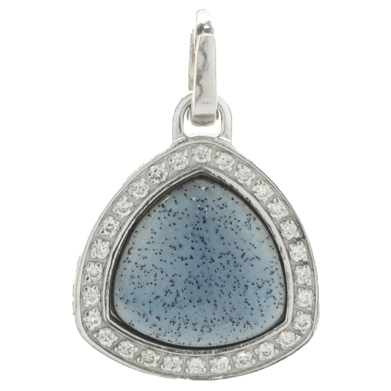 Soho Sterling Silver Turquoise Resin and Diamond Triangle Drop Pendant