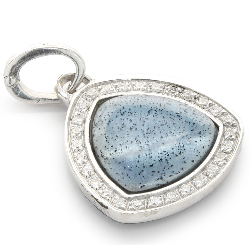 Soho Sterling Silver Turquoise Resin and Diamond Triangle Drop Pendant