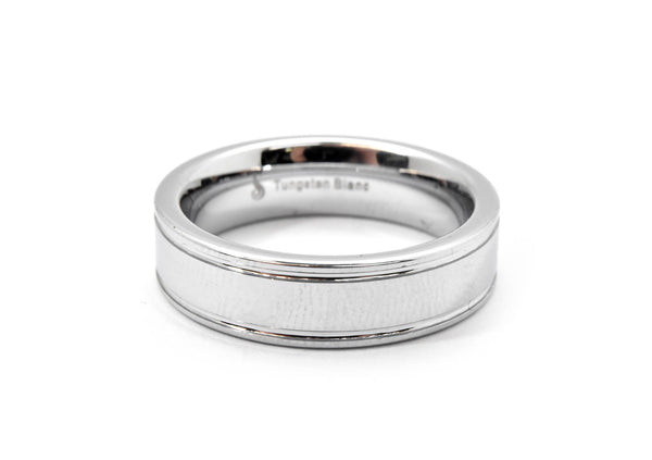 Gents Tungsten Grooved Wedding Band Size 9
