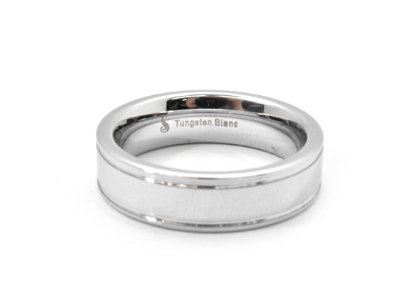 Gents Tungsten Grooved Wedding Band Size 9