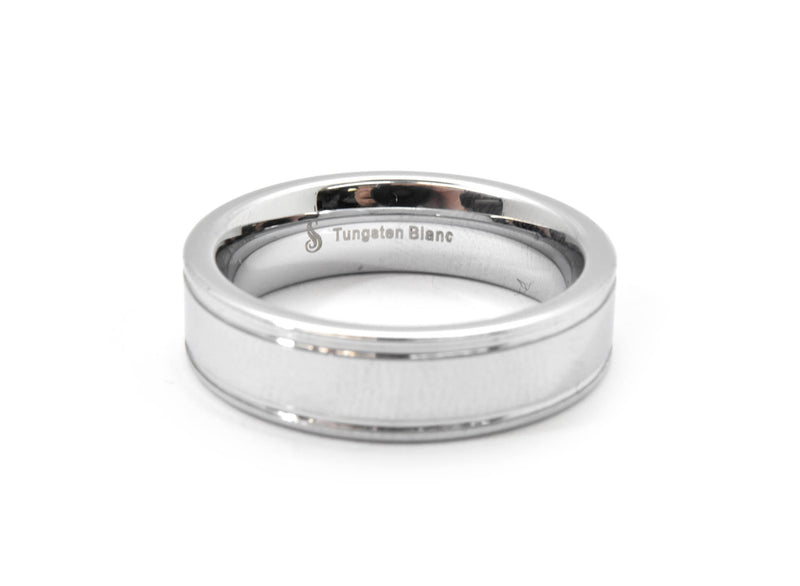 Gents Tungsten Grooved Wedding Band Size 9