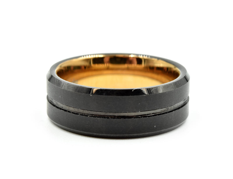 Black Tungsten Carbide Smooth Rose Mens Band Size 9