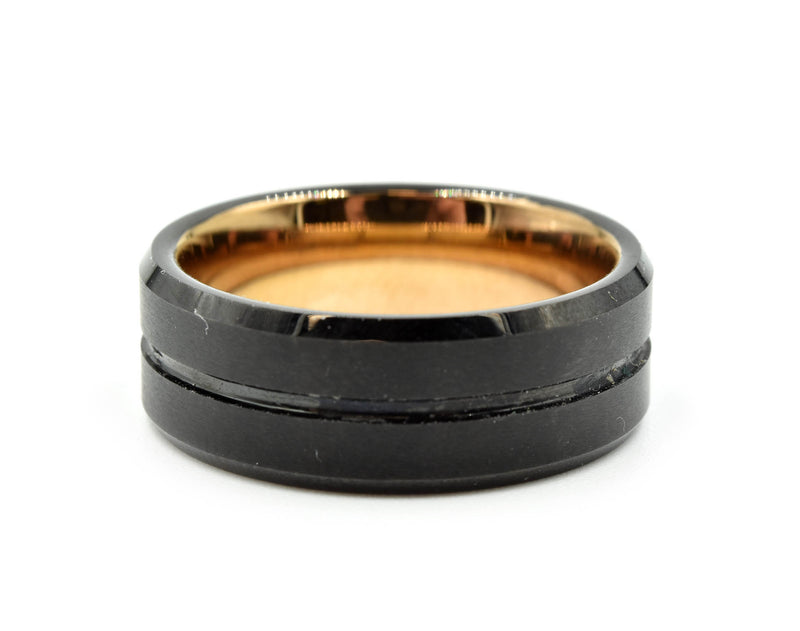 Black Tungsten Carbide Smooth Rose Mens Band Size 9
