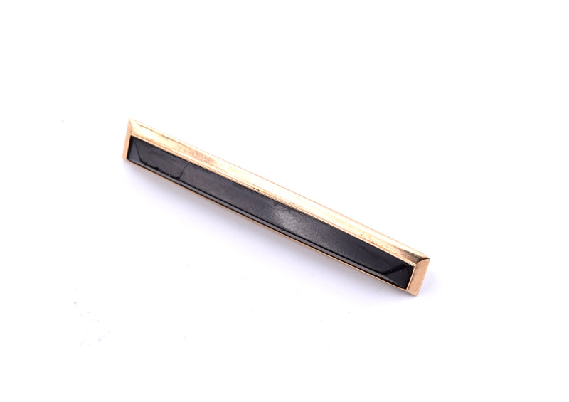 14k Yellow Gold Black Onyx Bar Pin