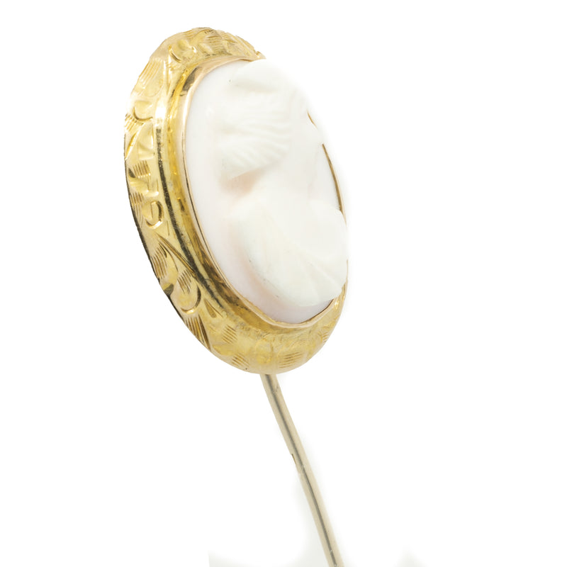 Vintage 10 Karat Yellow Gold Cameo Stick Pin
