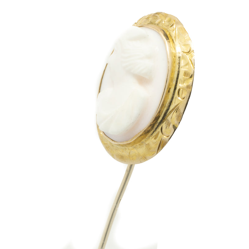 Vintage 10 Karat Yellow Gold Cameo Stick Pin