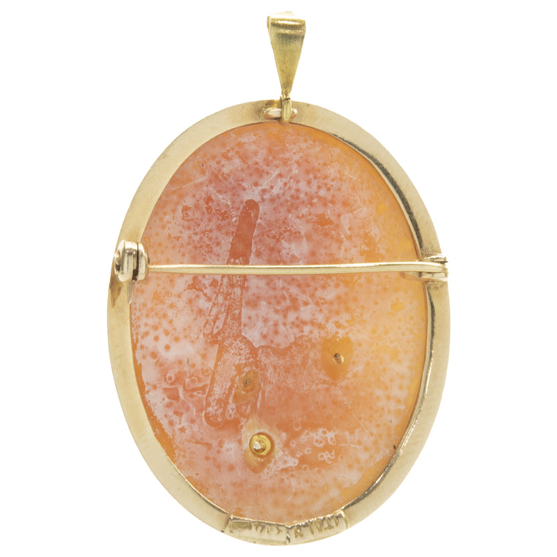14 Karat Yellow Gold Cameo Oval Pin