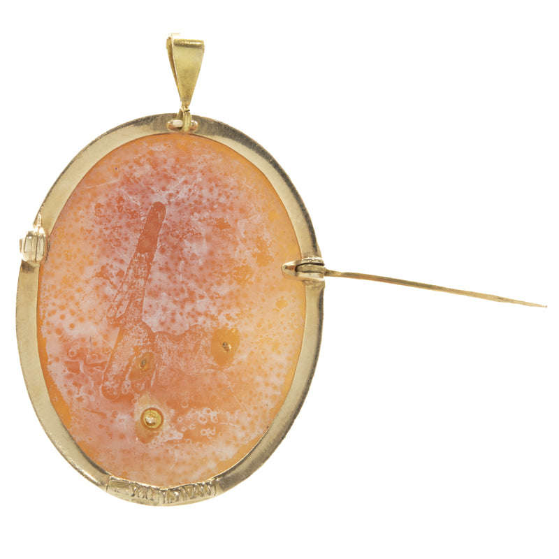14 Karat Yellow Gold Cameo Oval Pin
