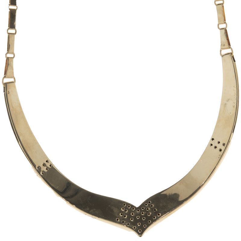 Saunsa Designed Lapis, Coral, Turquoise, Marcasite, and Diamond Native American Collar Necklace and Ring SET