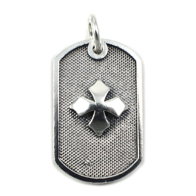 Queen Baby Sterling Silver Baby Dog Tag Cross Pendant